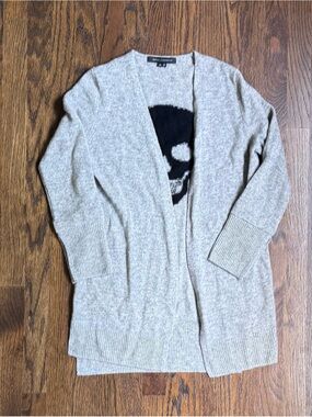 Skull Cashmere Gray Cardigan Sweater - XS (read)